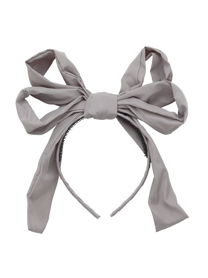 Double Party Bow Headband - Light Grey for wholesale by Project 6 NY Kids