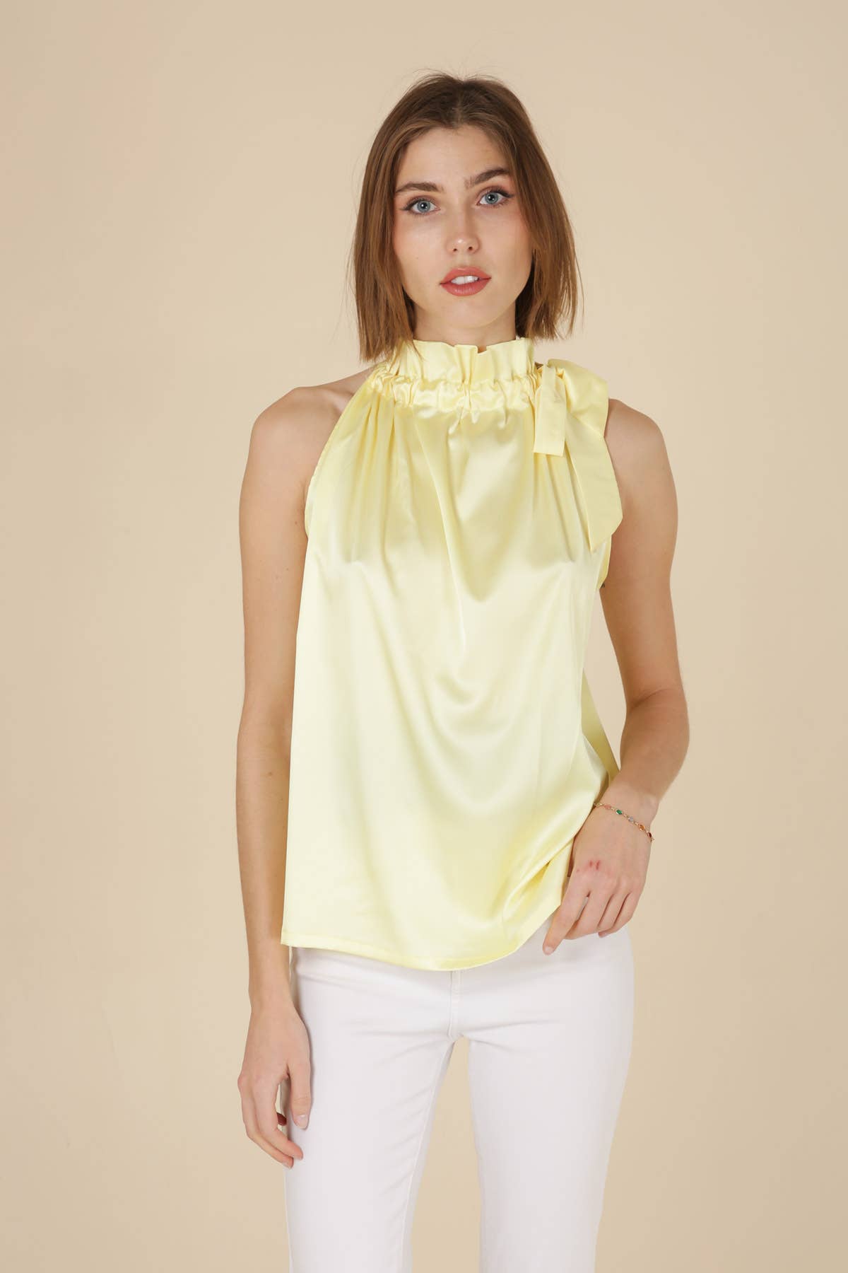 CHOKLATE PARIS - Wholesale Blouse - Women's - Satin Elisabeth top with bow at the collar - CK0809024
