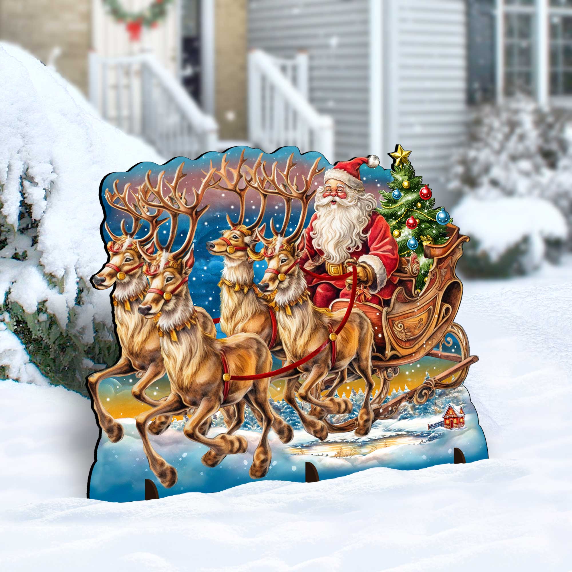 Designocracy - Wholesale Outdoor Ornament/Decor - Santa in Sleigh Outdoor Decor by G. Debrekht | Christmas San