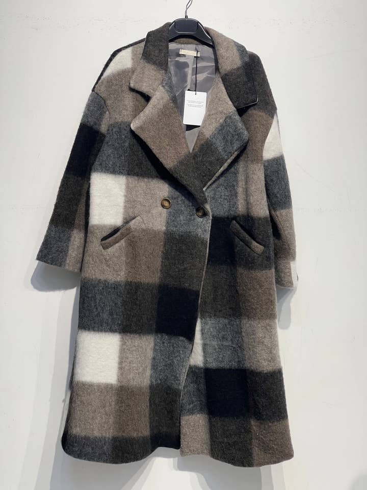 NOELINE - Venta al por mayor Abrigo - Mujer - Abrigo de lana a cuadros 60705-3