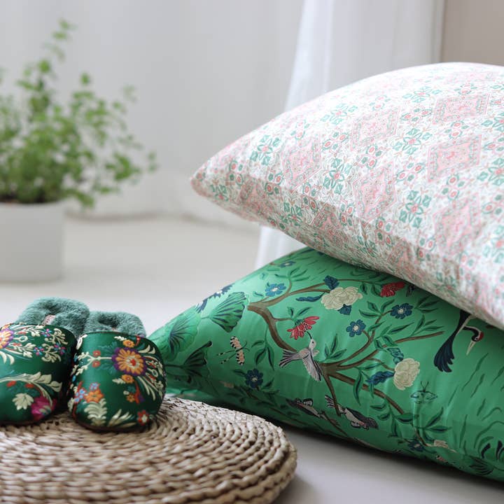 sage green Oriental Embroidered Women Slippers β Gift Idea For New Home for wholesale on Faire3