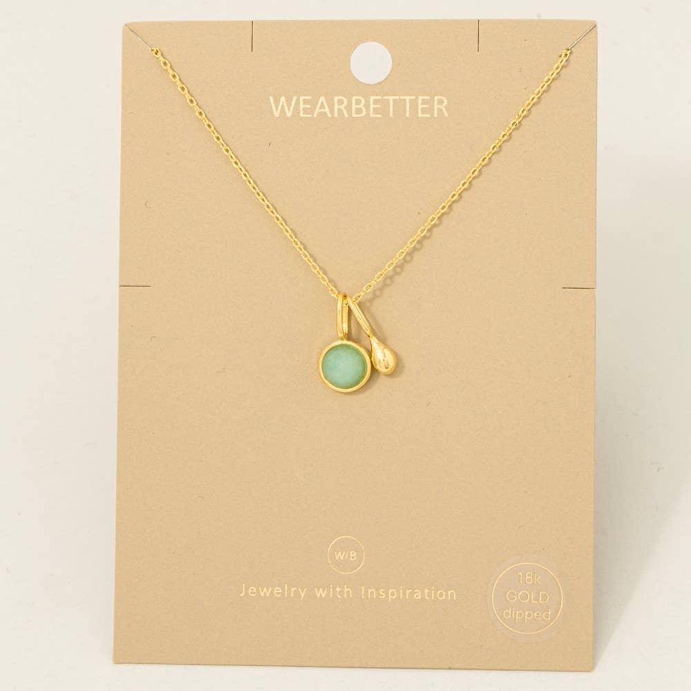 Fame Accessories - Venta al por mayor Collares con colgantes/abalorios - Collar con colgante de lágrima y mini gema bañada en oro5