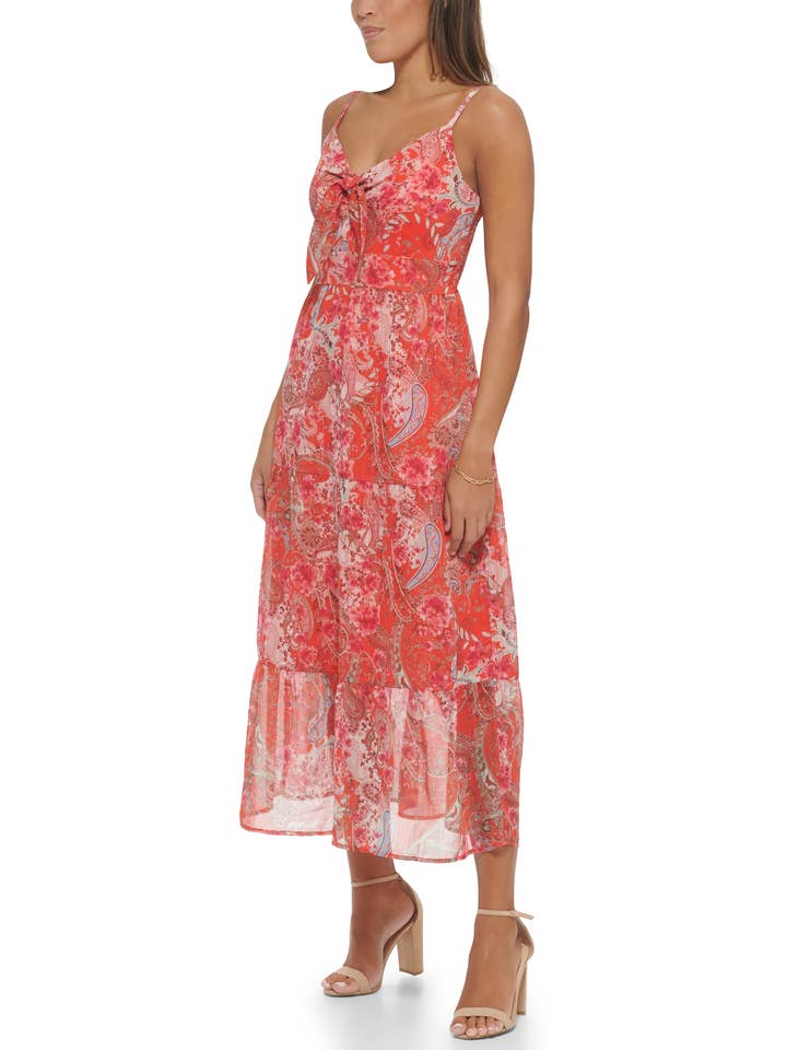 Kensie- Vestido largo con estampado de cachemir y tirantes finos para venta al por mayor de Kensie & Siena