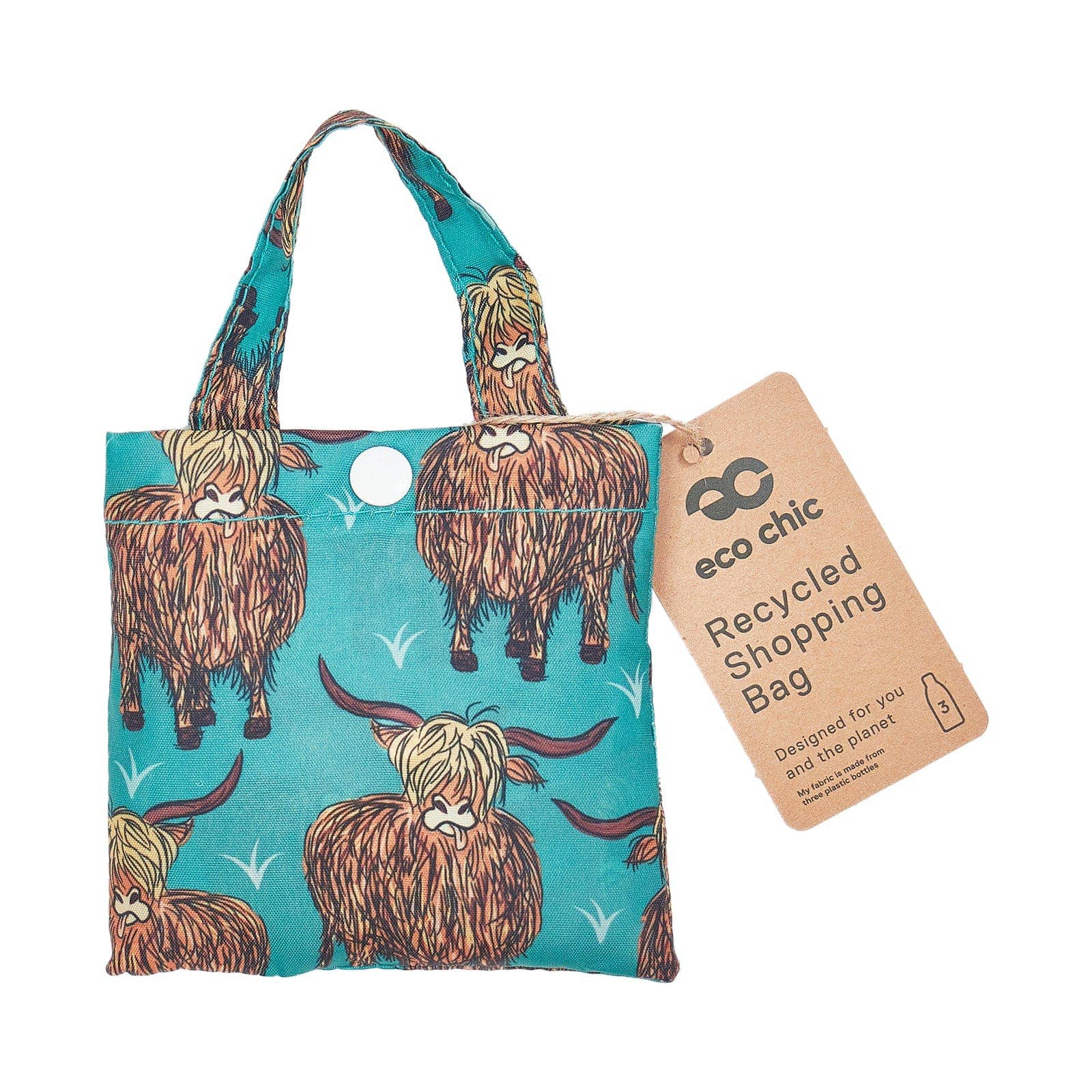 Eco Chic - Wholesale Grocery/Shopping Bag - Eco Chic Lightweight Foldable Shopping Bag Highland Cow2
