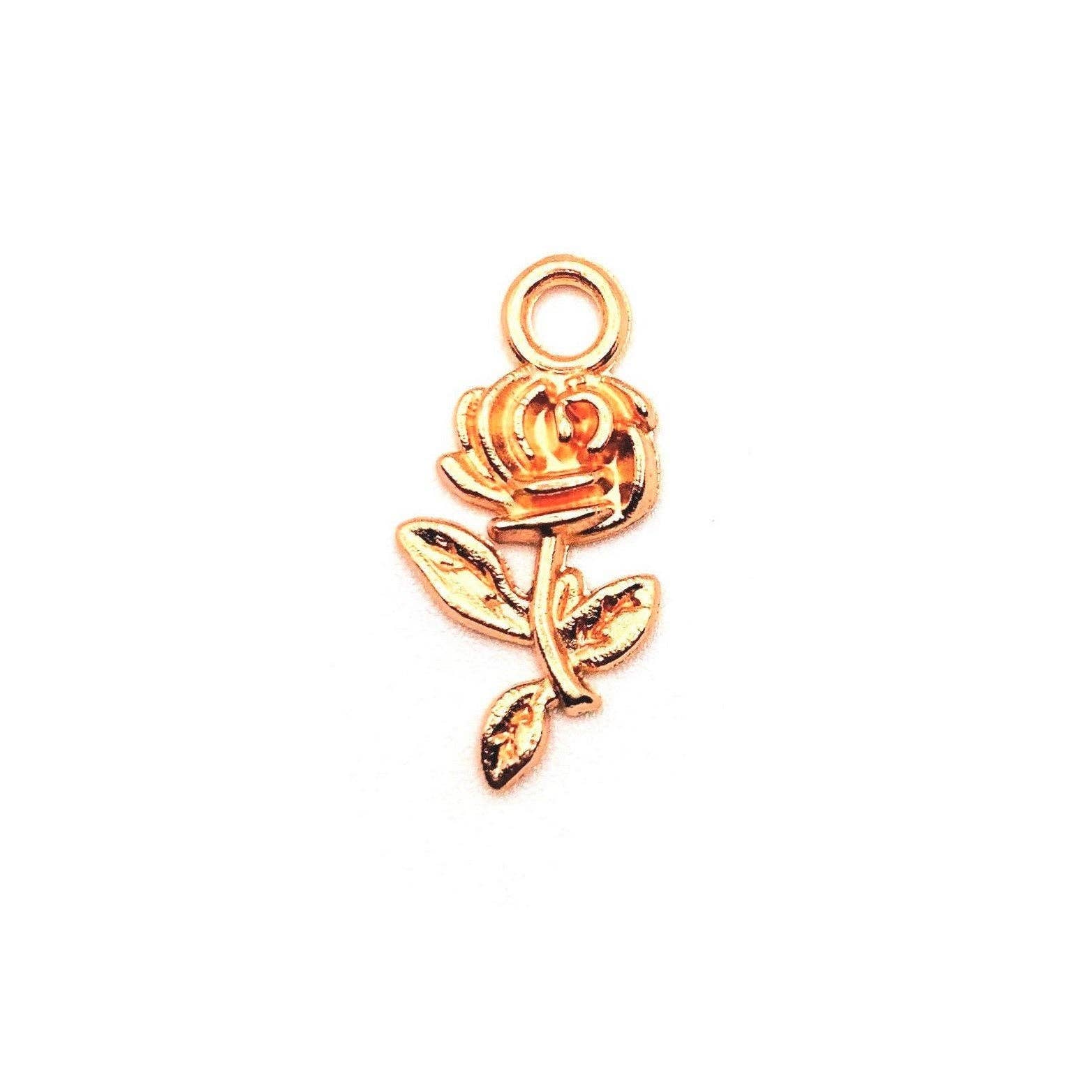 Guerrilla Charm - Wholesale Individual Charm/Pendant - Small Rose Gold Rose Charms, 21x10mm1