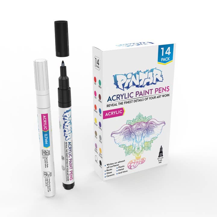 Pintar Art Supply - Wholesale Marker - Pintar 14 Pack Fine Point Acrylic Paint Pens with 0.7mm Tip