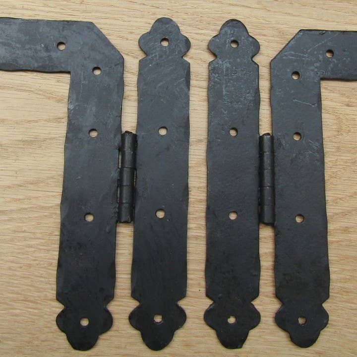 Pair Of Hand Forged Ornate H L Hinges for wholesale by IronmongeryWorld