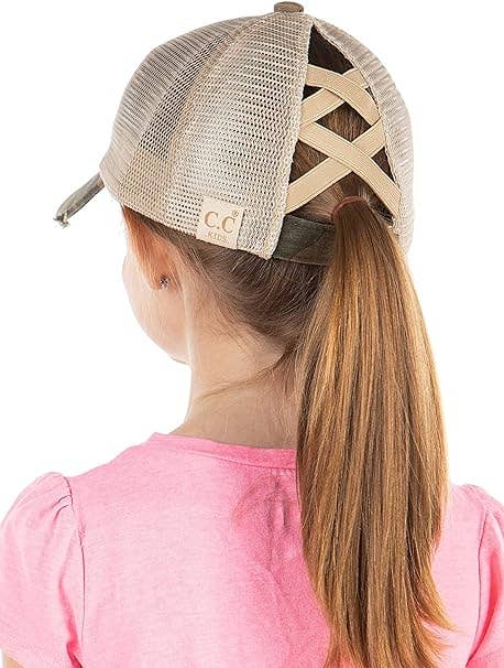 Funky Junque - Vendita all'ingrosso Cappellino da baseball - Bambini - Berretto da cavallo Criss Cross per bambini - Green Camo4