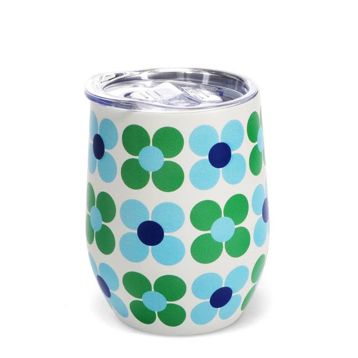 Rex B2B - UK – wholesale Insulated mug/tumbler – Travel Cup 350ml - Blue And Green Daisy1