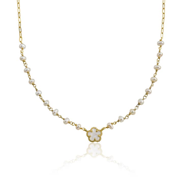 Collar Flor Nácar para venta al por mayor de Little Miss Twin Stars