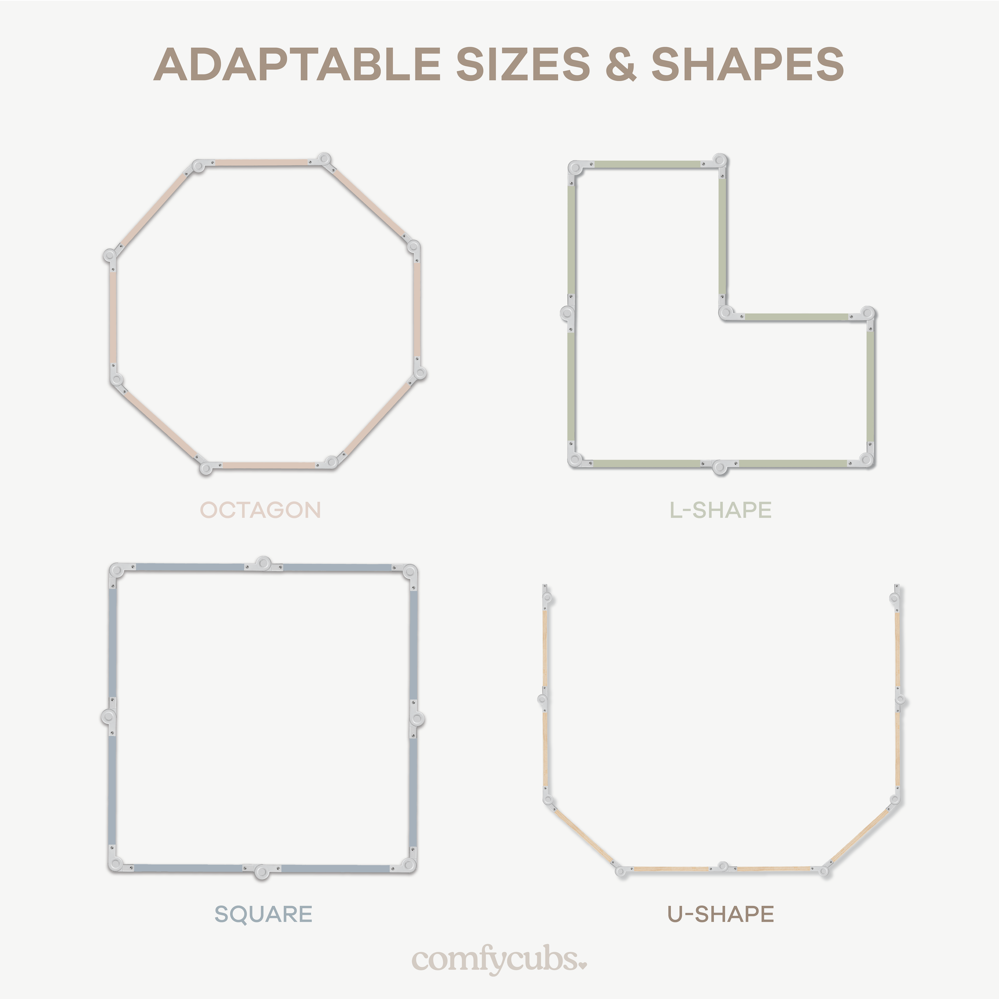 Comfy Cubs - Vendita all'ingrosso Tappetino da gioco - Bambini e neonati - Cancelletto per Bambini - Recinto Pieghevole in Legno di Pino di Comfy Cubs3