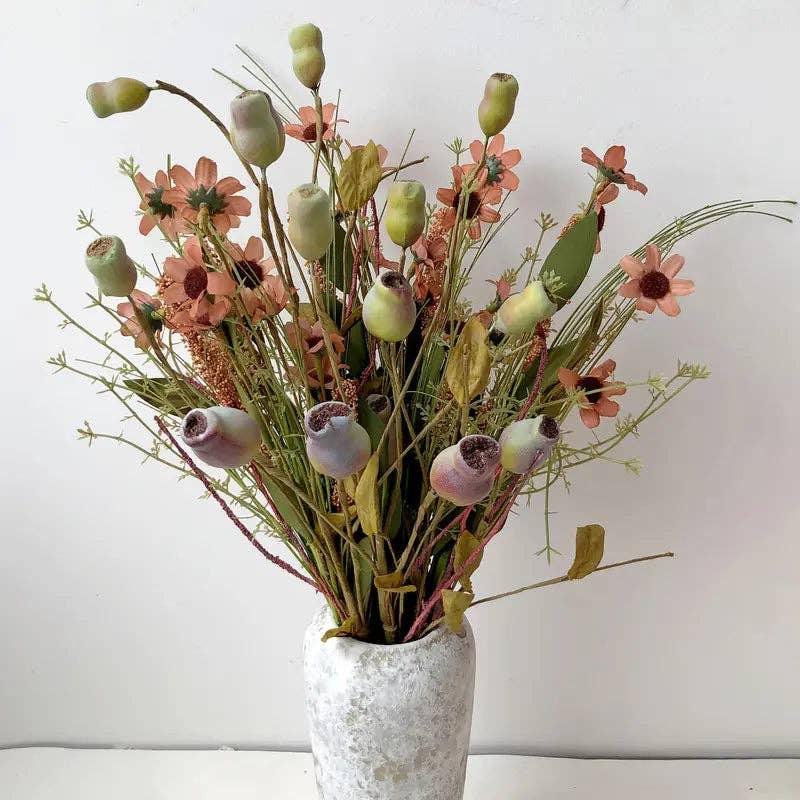 Huis Van Merken - Vente Fleurs artificielles - Fleurs d'automne 4-Pack : Centre de table décoratif d'automne artificiel beige rose3