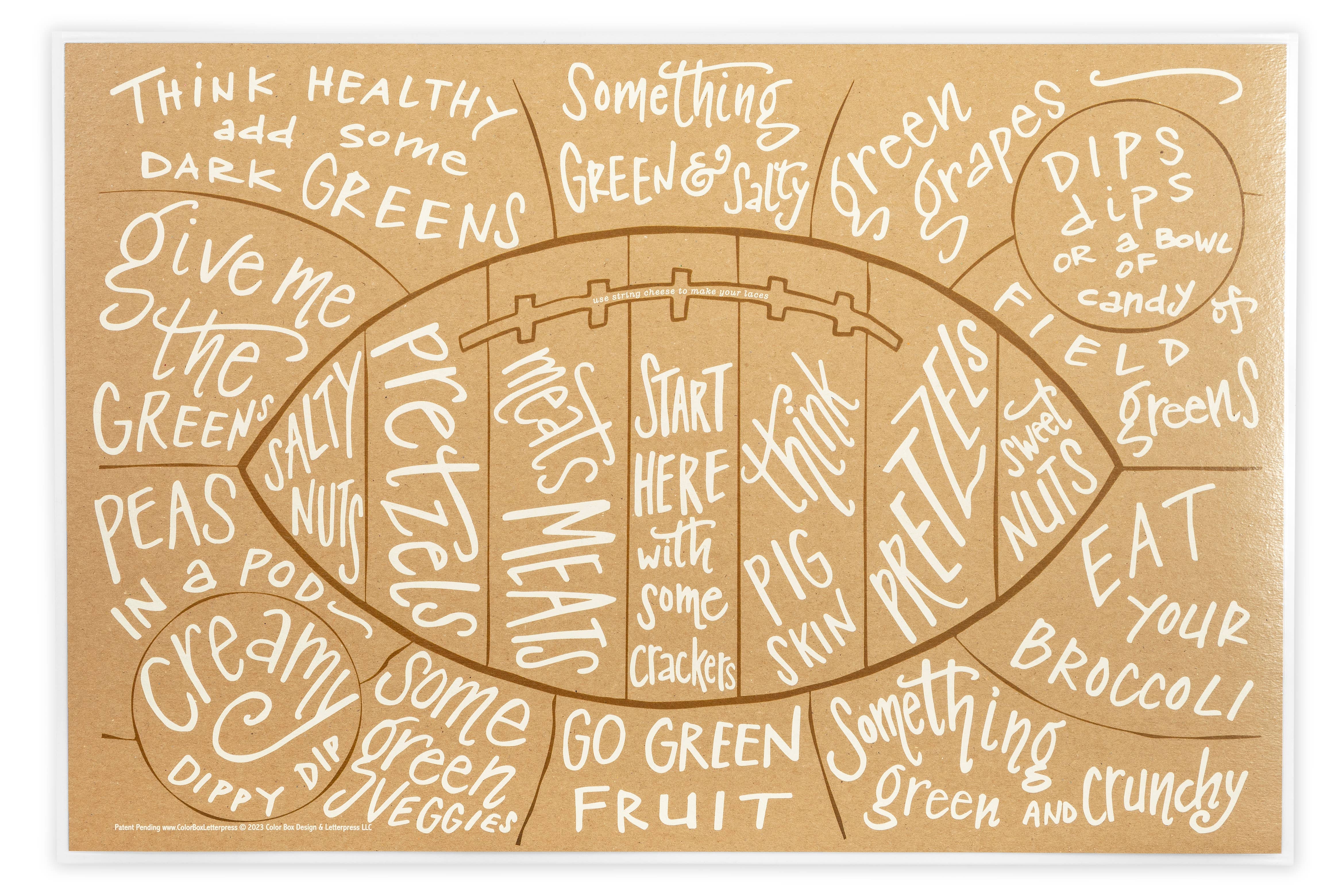 Color Box Design & Letterpress – Tábua de queijos por atacado – Folha de referências de charcutaria | Futebol2