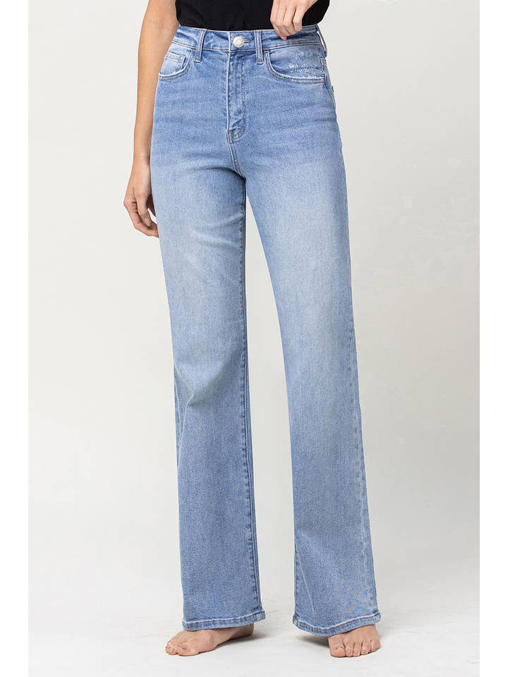 GREENE 90'S VINTAGE SUPER HIGH RISE FLARE JEANS V3132 for wholesale on Faire