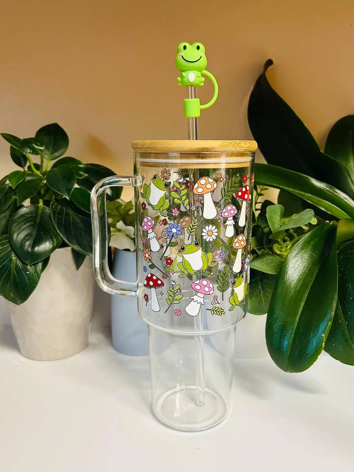 40oz glasbägare, grodmugg, cottagecore kaffebägare för wholesale av MommyandMarie