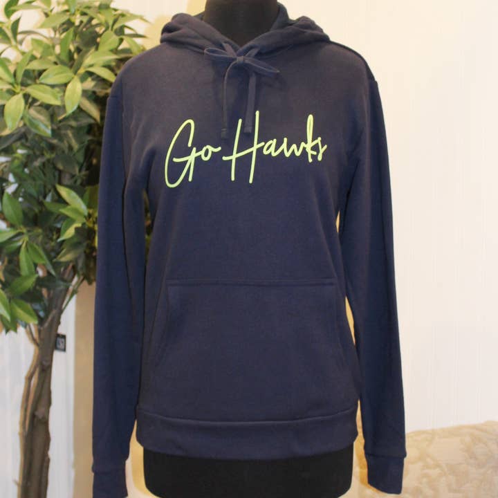 Sofia “Hawks” Script Hoody for wholesale by dolly mama designs, inc