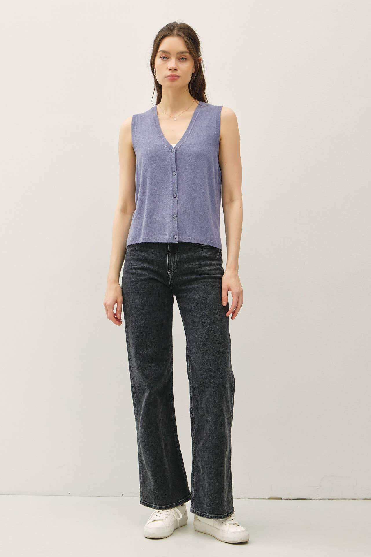 Be Cool - Wholesale Sweater Vest - Women's - BOXY CUT BUTTON UP V-NECK SWEATER VEST 13