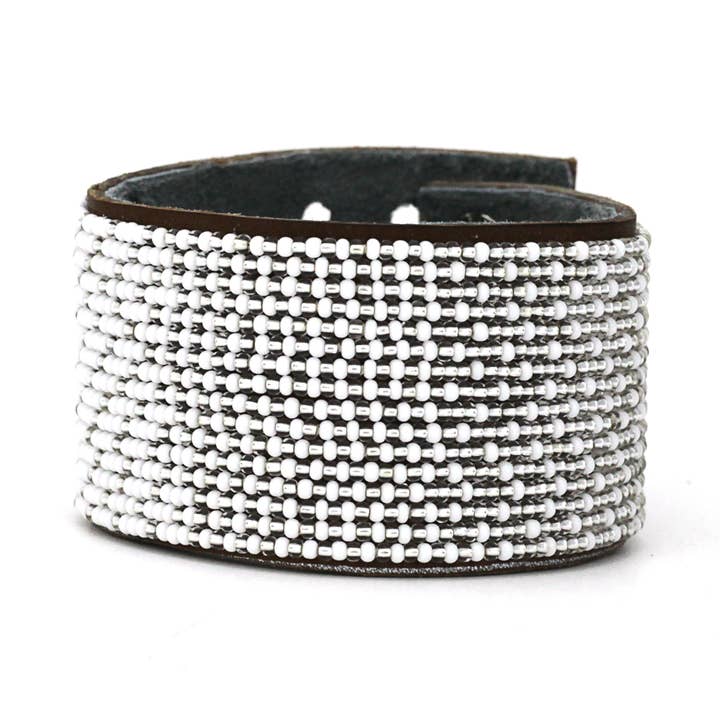Large Silver and White Ombre Cuff for wholesale by Swahili Coast