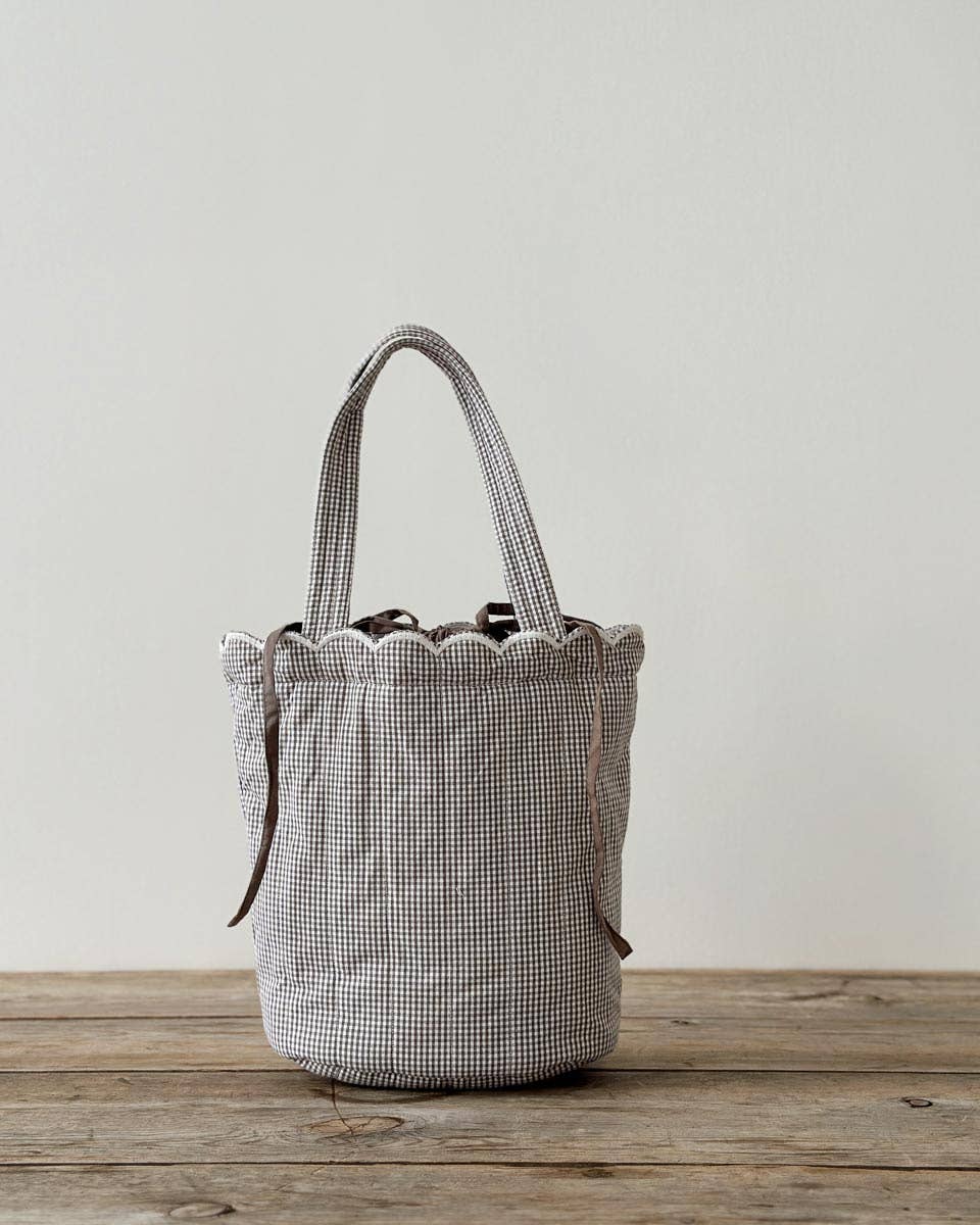 Gingham Quilted Scalloped Edge Tote Bag - Dalaga Bag for wholesale on Faire4