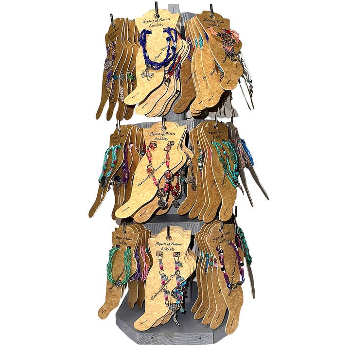 144 Pcs Assorted Carded Anklet 3-Tier Wooden Display for wholesale by Pichincha