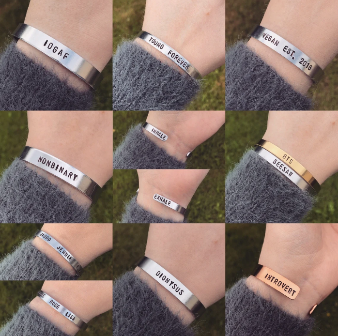 Black Tied - Wholesale Cuff Bracelet - Custom Cuff Bracelet |Stamped Personalized Quote Message5