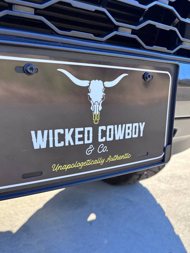 Wicked Cowboy License Plate for wholesale by Wicked Cowboy & Co.