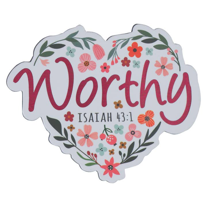 Christian Art Gifts - Wholesale Magnet - Magnet White Floral Worthy Isa. 43:1