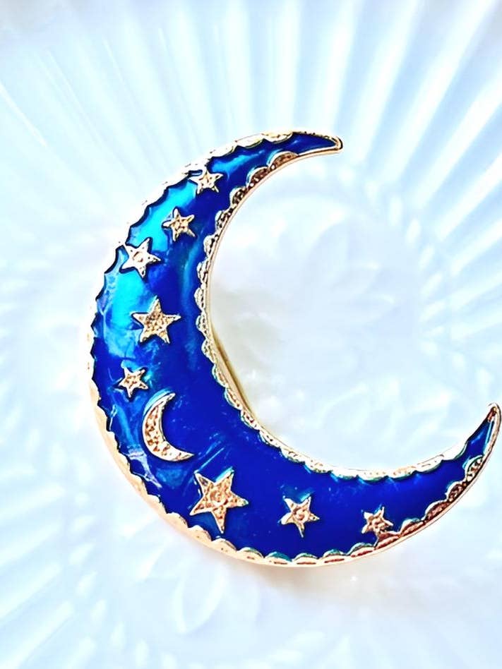 Broche de Esmalte Luna Creciente for wholesale by Wild & Free