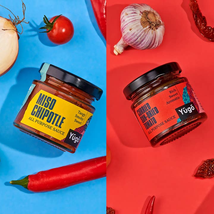 Umami Bomb (3 Miso Chipotle + 3 Curried Sun-Dried Tomato) (125mL x 6) for wholesale by Yugo Spice