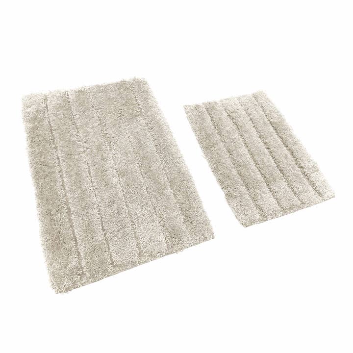 home mart goods – wholesale Bath mat set – 2 Piece Bath Mat Set - Ivory Solid Striped Soft Plush