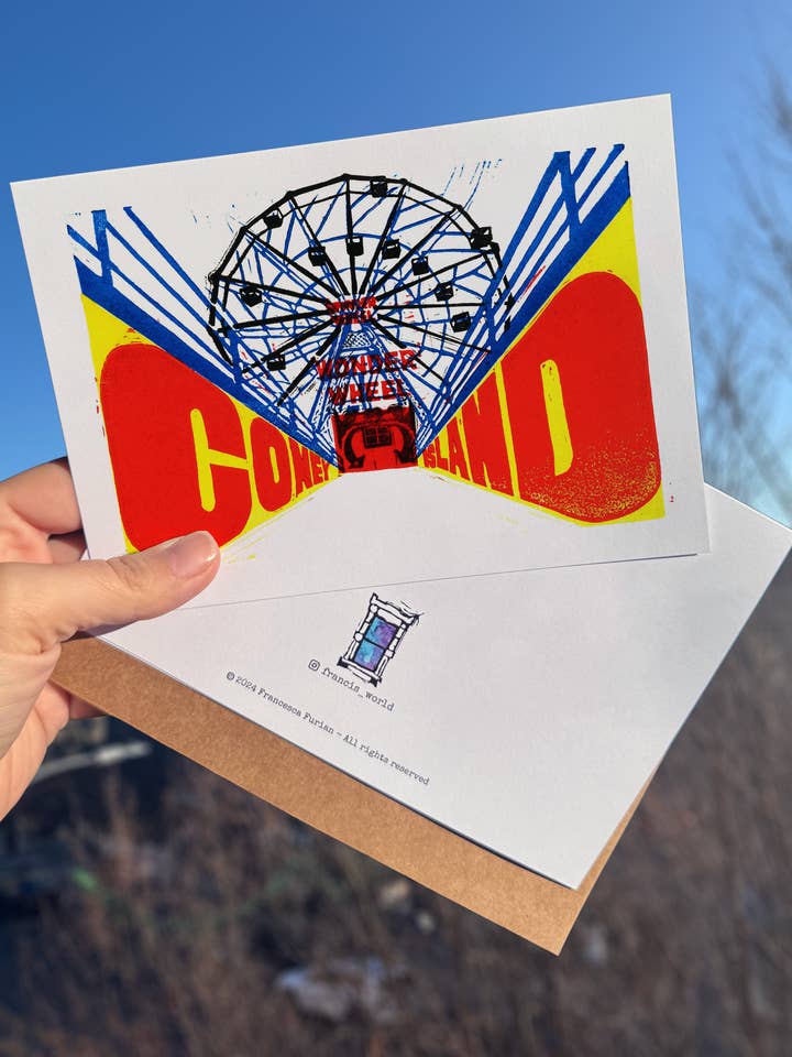 Coney Island Greeting card / Postcard / Art print / Wall Art for wholesale by Francesca Furian