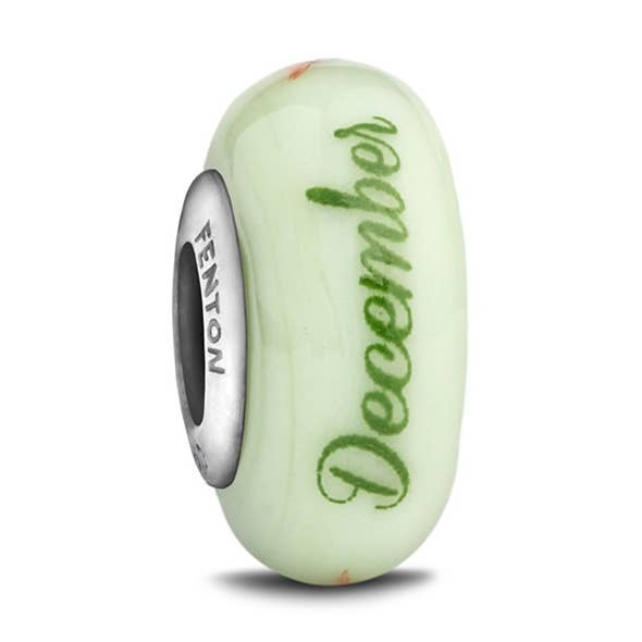 Perle en verre décorée à la main « December Birth Flower » pour la vente par 1771 Philadelphia Glass Works