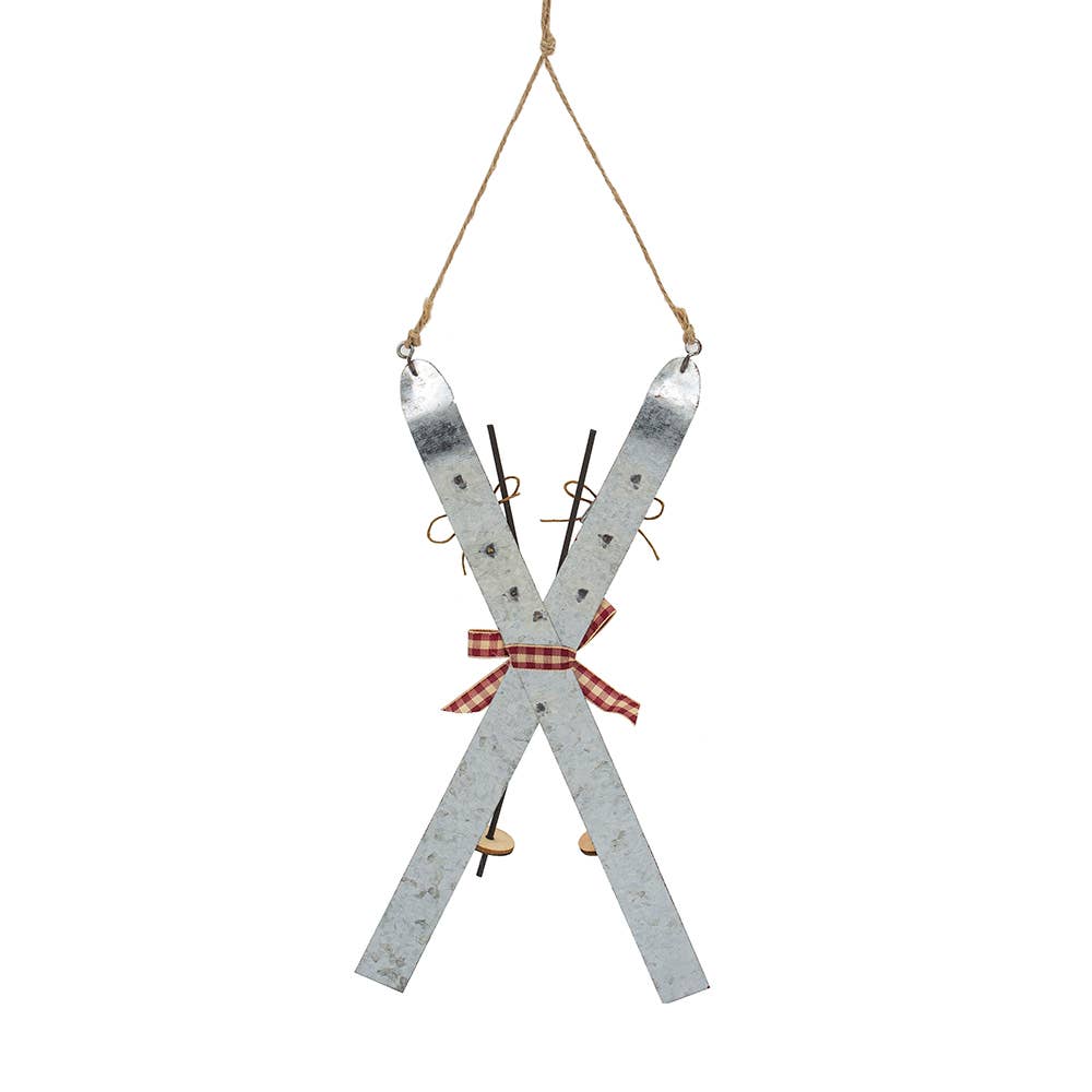 A&B Home Group Inc. – wholesale Ornament – 6.5x12.5" Iron Ski - Silver/Red2