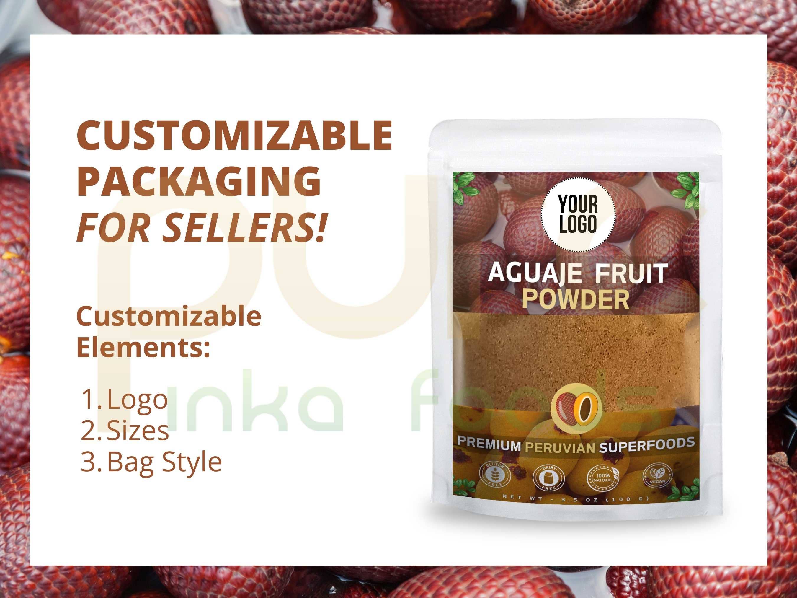 Pure Inka Foods - Vendita all'ingrosso Proteine/superfood in polvere - Polvere di Frutta di Aguaje | Frutto Curvy | Buriti all'Ingrosso5