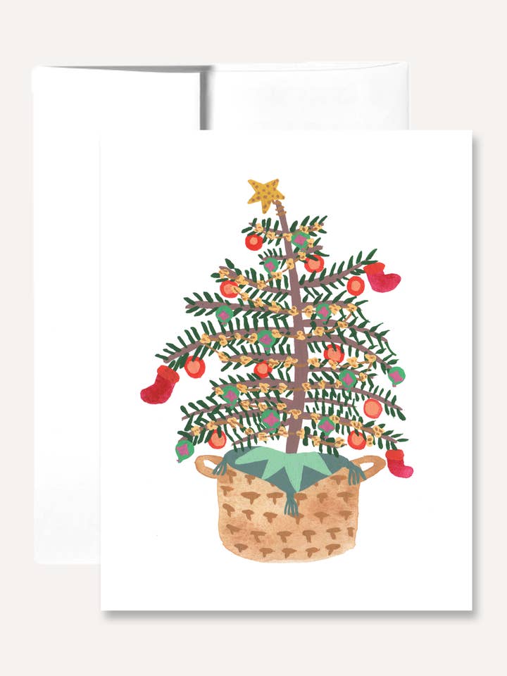 Popcorn juletræ lykønskningskort for engroshandel hos Persika Design Co.