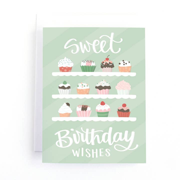 Zoete verjaardagswensen Cupcake verjaardagskaart voor wholesale door Pedaller Designs