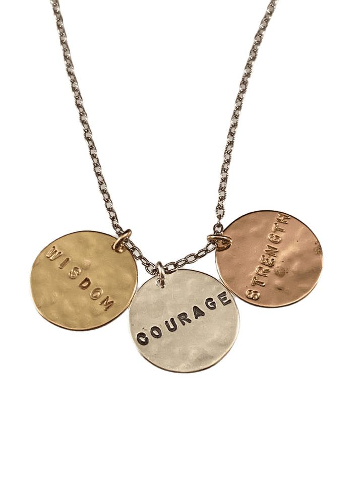 Tri-color Vermeil Wisdom Courage Strength Necklace for wholesale by GK Designs