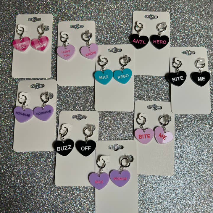 Candy Heart Earrings for wholesale by Lantern Pins