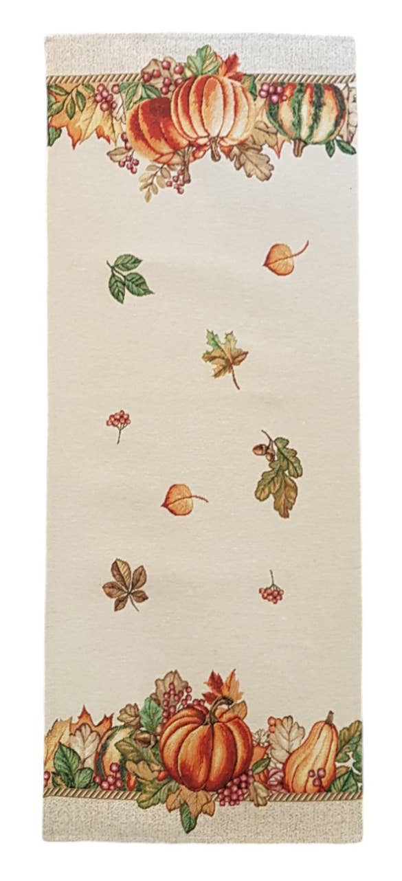 Lunaria Lab - Vente Chemins de table - Chemin de table en gobelin motif citrouille d'automne1