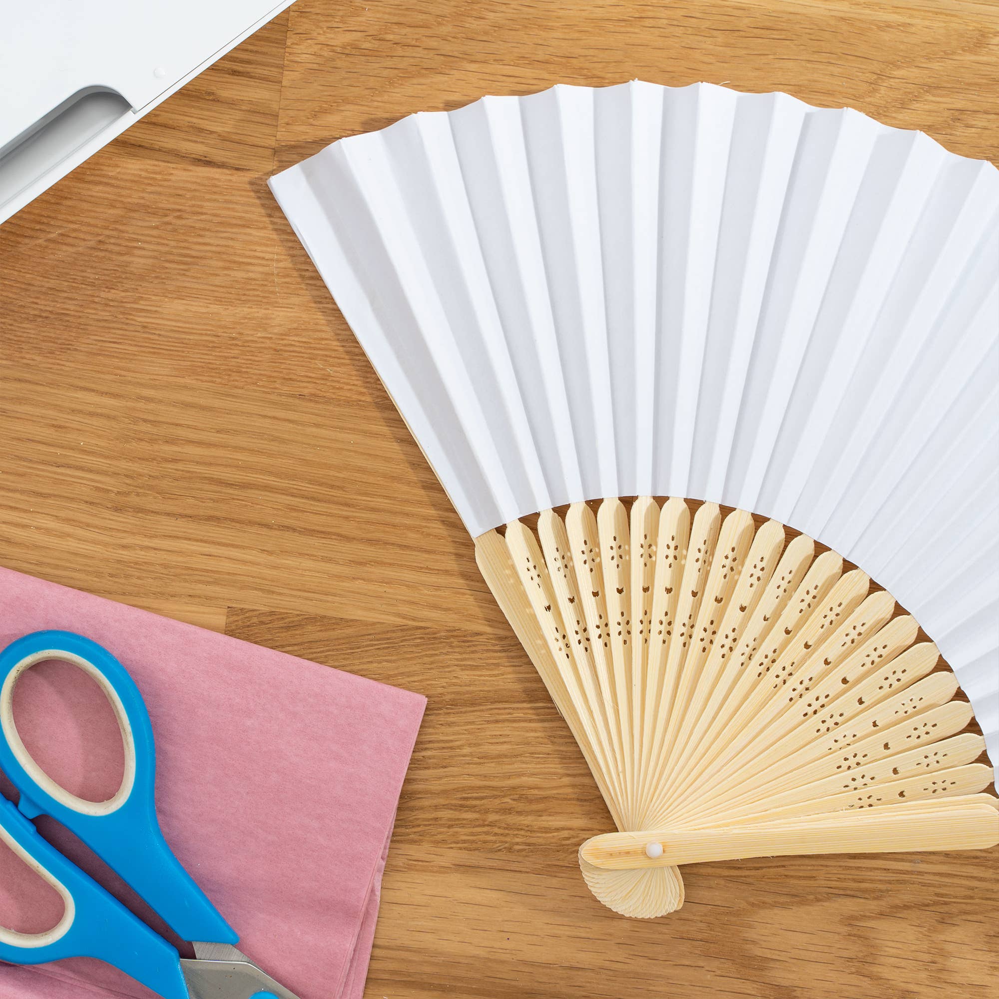 Paper Hand Fan - White for wholesale on Faire4