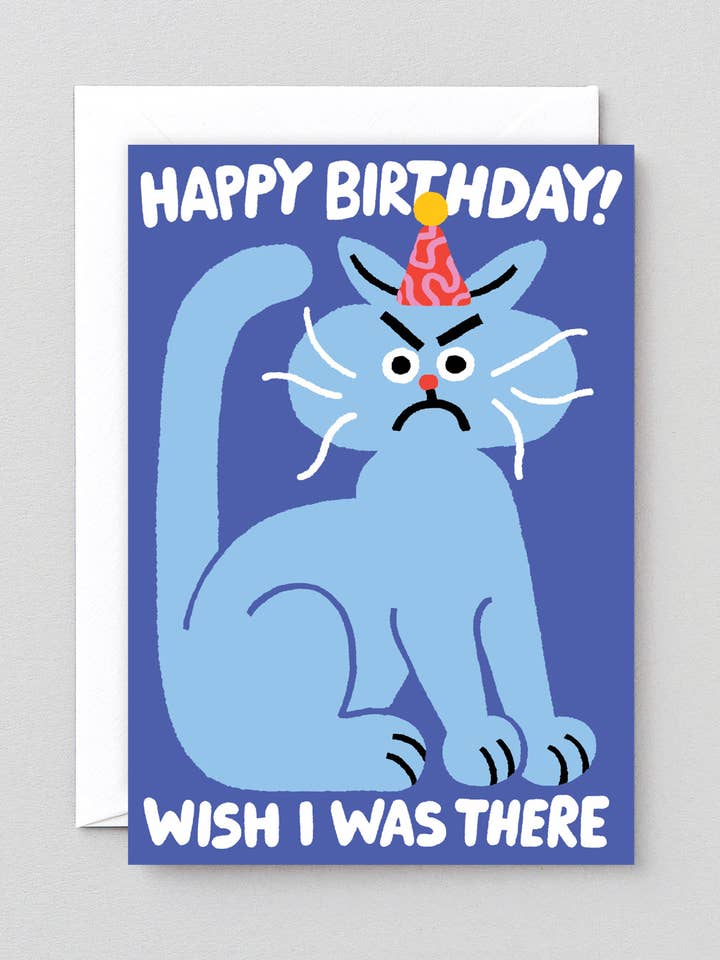 Tillykke med fødselsdagen. Ville ønske, jeg var der' Hilsenkort for engroshandel hos Wrap (US duties paid)