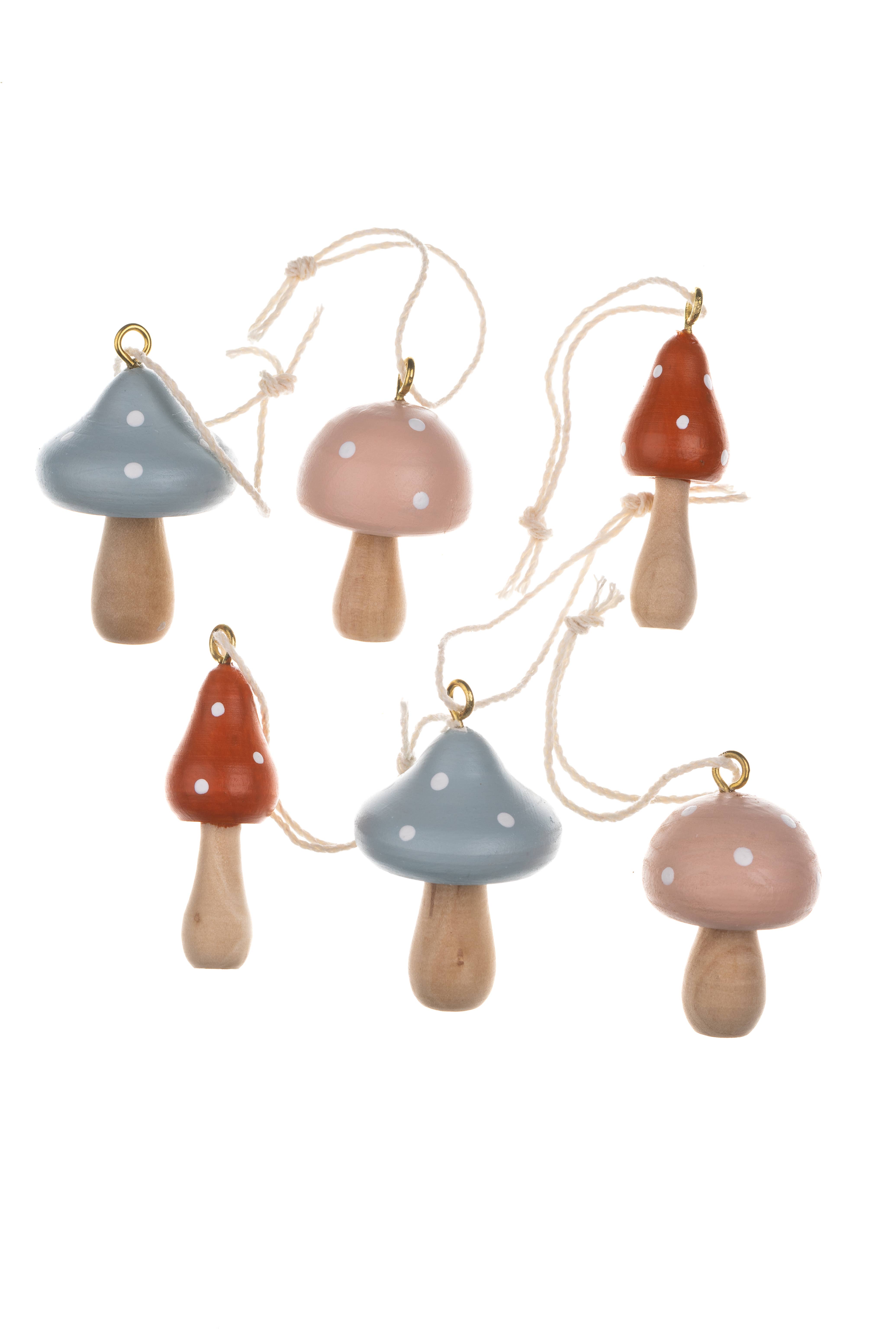 Shoeless Joe Ltd – wholesale Ornament set – Six Mini Toadstools Hanging0