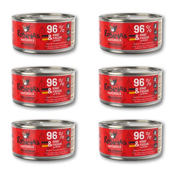 ROSINAs FINEST GmbH - Venta al por mayor Comida - Gatos - carne de vacuno y faisán, lata de 6 x 100 g