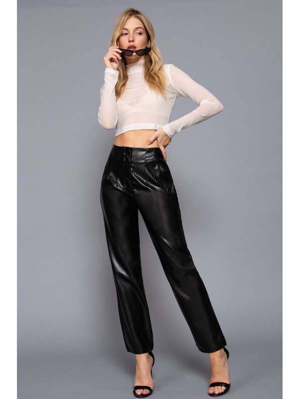 Lemon Tree - Wholesale Pants - Women's - HIGH WAIST SLIM FIT FAUX LEATHER LONG PANTS14