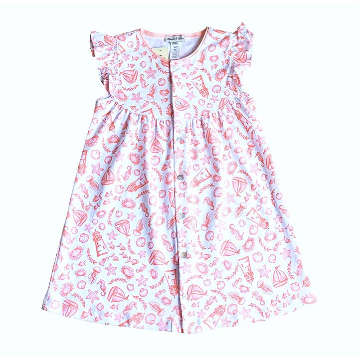 Vestido estampado náutico Pima Cotton por atacado de Marco and Lizzy