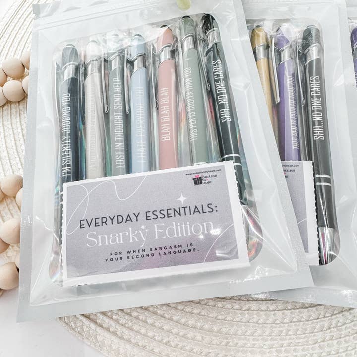 Embellish My Heart - Wholesale Pen - Everyday Essentials: Snarky Engraved Pen Set (Stylus Pens, Set of 7)8