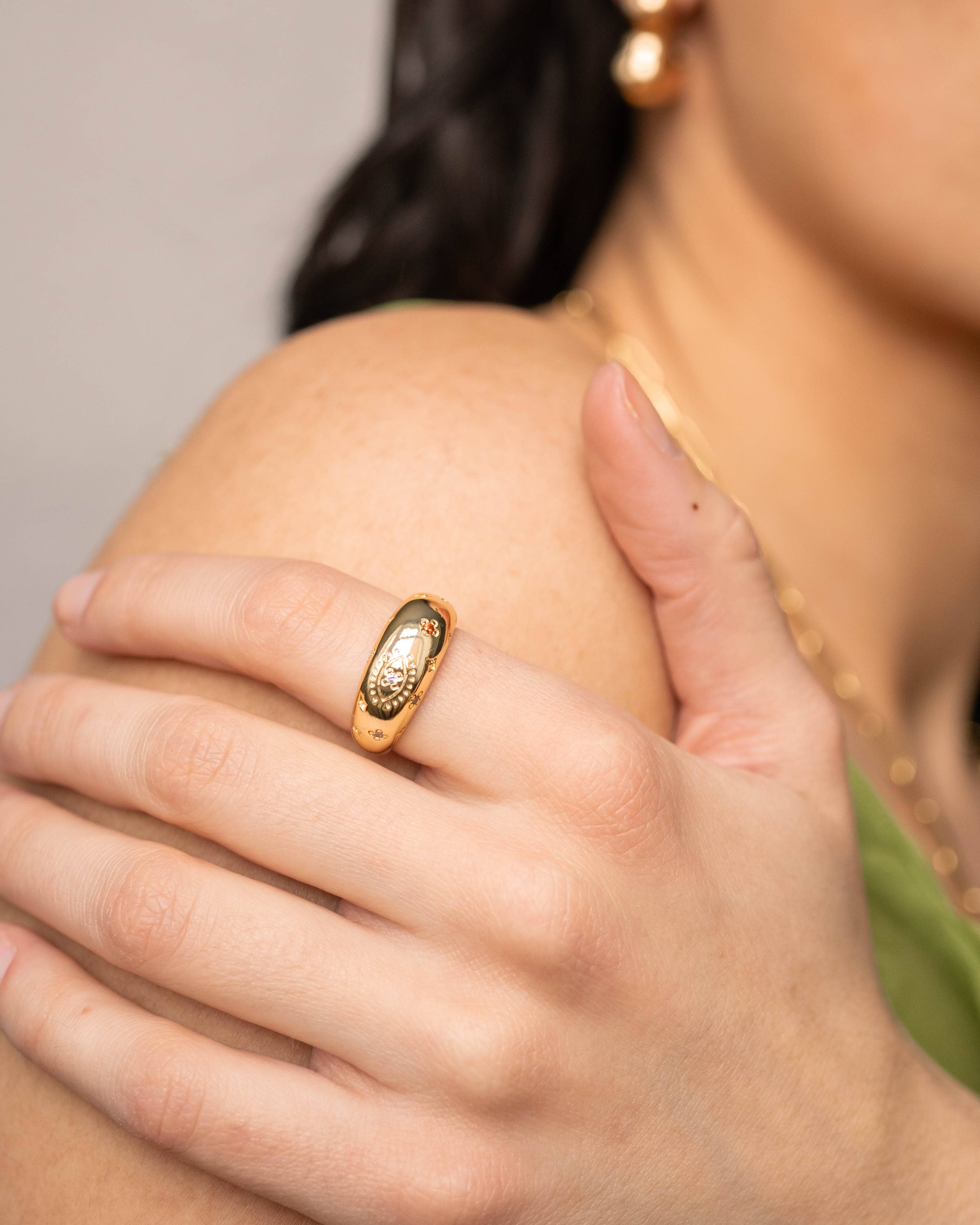 HoopLa - Wholesale Band/Stacked Ring - Evil Eye Dome Stacking Ring- Galaxy Confetti Ring2