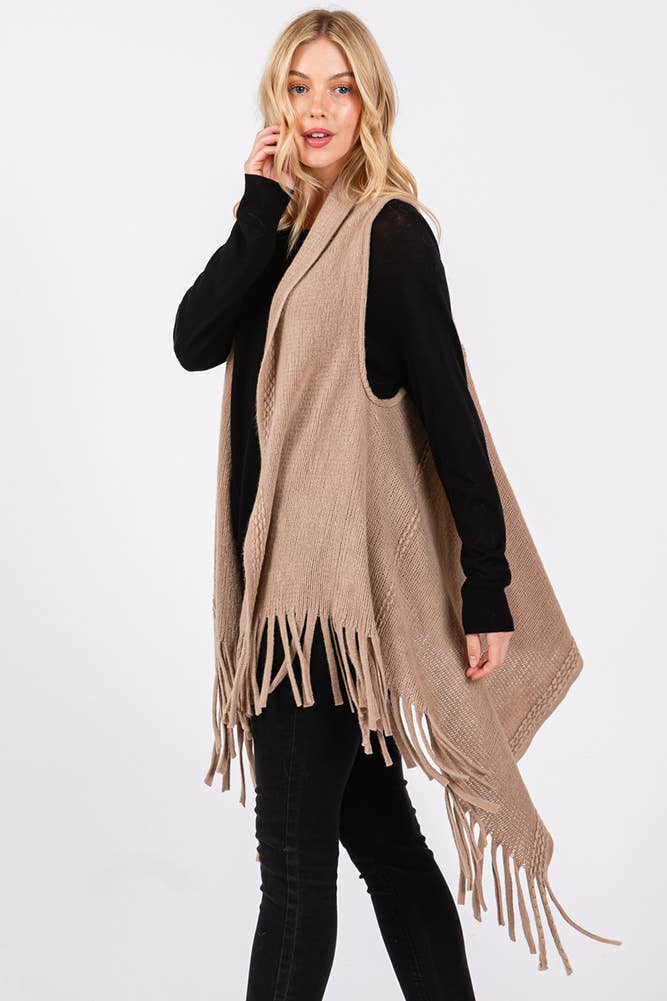 Hana - Vente Veste sans manches – femme - Gilet d'hiver en tricot à pompons à pois gaufrés13