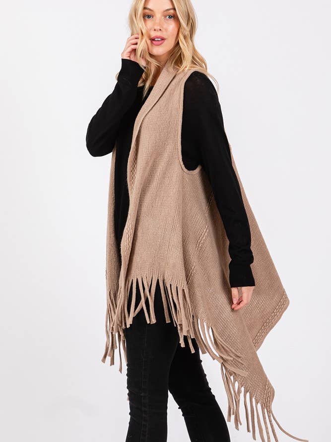 Hana - Vente Veste sans manches – femme - Gilet d'hiver en tricot à pompons à pois gaufrés13