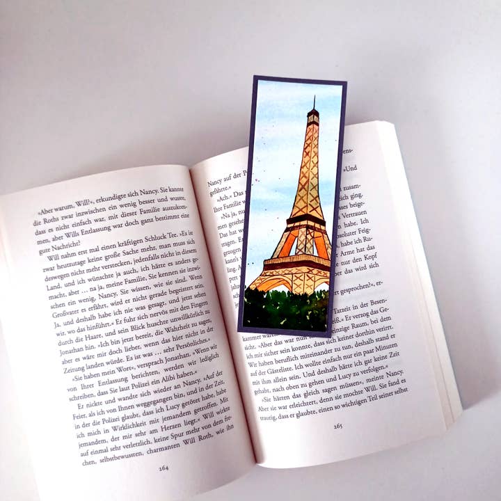 Christina Jenne Art and Design - Vendita all'ingrosso Segnalibro - Segnalibro ad acquerello fatto a mano - Torre Eiffel di Parigi